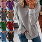 Cripes T-shirt ample à manches longues de couleur unie pour femmes d'automne et d'hiver
