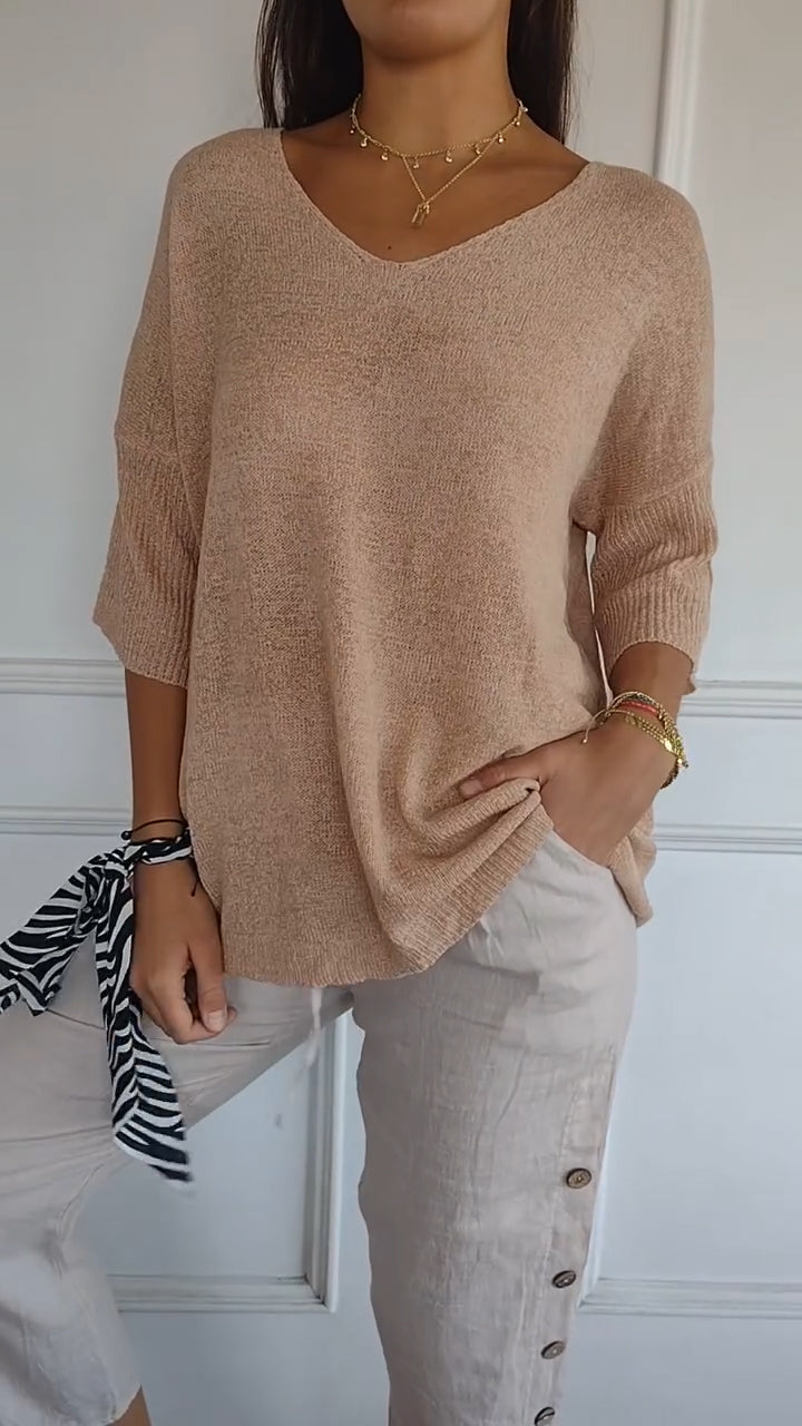 Delphine™ | Pull tricot solide avec encolure en V