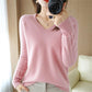 Pull en maille coupe slim à col en V pour femme