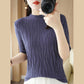 Pull en tricot texturé à manches mi-longues pour femmes