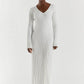 Robe midi en Maille Yasmin avec col et Manches en V