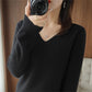 Pull en tricot à col en V pour femmes