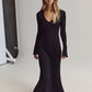 Robe midi en Maille Yasmin avec col et Manches en V