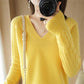 Pull en maille coupe slim à col en V pour femme