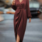 Elegante jurk met lantaarnmouwen en v-hals