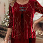 Meerlagige Bordeaux Top met ronde mouwen