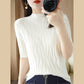Pull en tricot texturé à manches mi-longues pour femmes