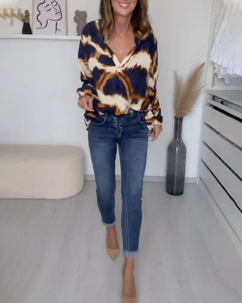 Herfstblouse met V-hals