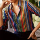 Revers kleurrijke blouse met knopen