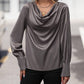 Effen kleur blouse met plooien