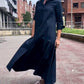 Effen kleuren casual jurk met lange mouwen