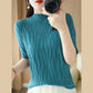 Pull en tricot texturé à manches mi-longues pour femmes