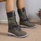 Solène® - Chaussure Thermiques Mi-mollet et Tricotées à Lacets et Fermeture Éclair Latérale Pour Femmes