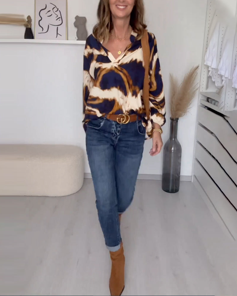 Herfstblouse met V-hals