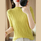 Pull en tricot texturé à manches mi-longues pour femmes