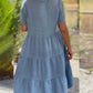 Robe unie col V coton lin