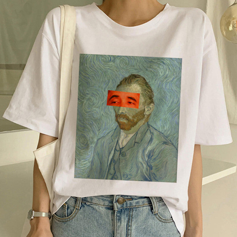 T-shirt imprimé peinture à l'huile Van Gogh