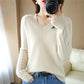 Pull en maille coupe slim à col en V pour femme