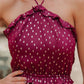 Isabella - Rode Polkadot Halternek Jurk