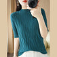 Pull en tricot texturé à manches mi-longues pour femmes