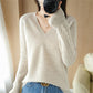 Pull en maille coupe slim à col en V pour femme