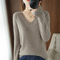 Pull en tricot à col en V pour femmes