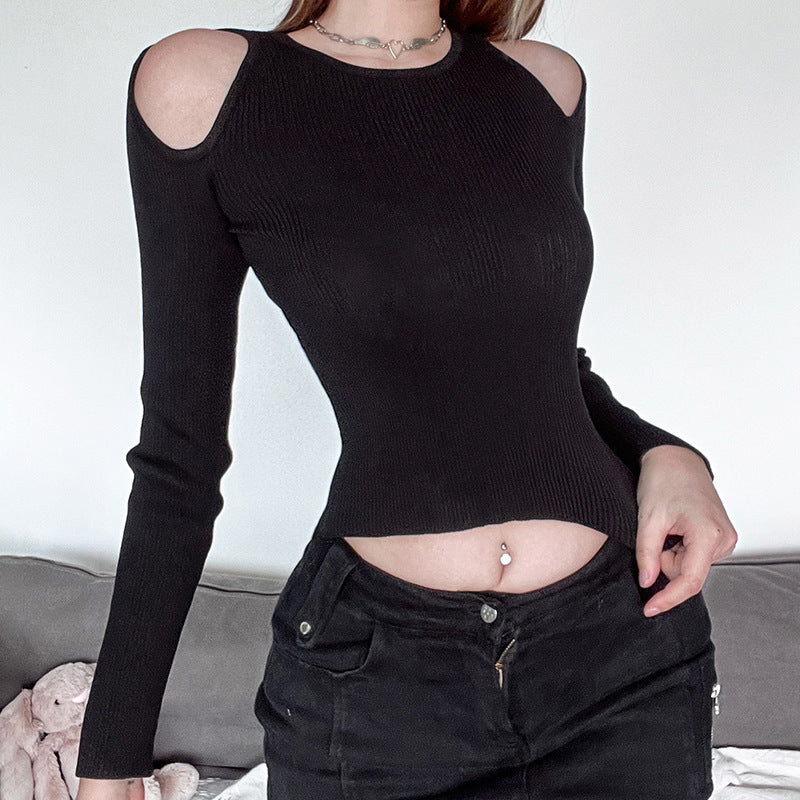 Veala | Stijlvolle Crop Top met Lange Mouwen en Uitsparingen