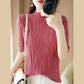 Pull en tricot texturé à manches mi-longues pour femmes