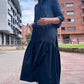 Effen kleuren casual jurk met lange mouwen