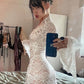 Heather | REKKEN KANT TRANSPARANTE V-HALS MAXI SEXY JURK