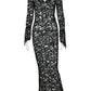 Heather | REKKEN KANT TRANSPARANTE V-HALS MAXI SEXY JURK
