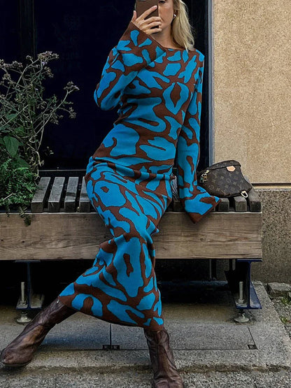 Gabriela | HERFST JACQUARD GEBREIDE JURK