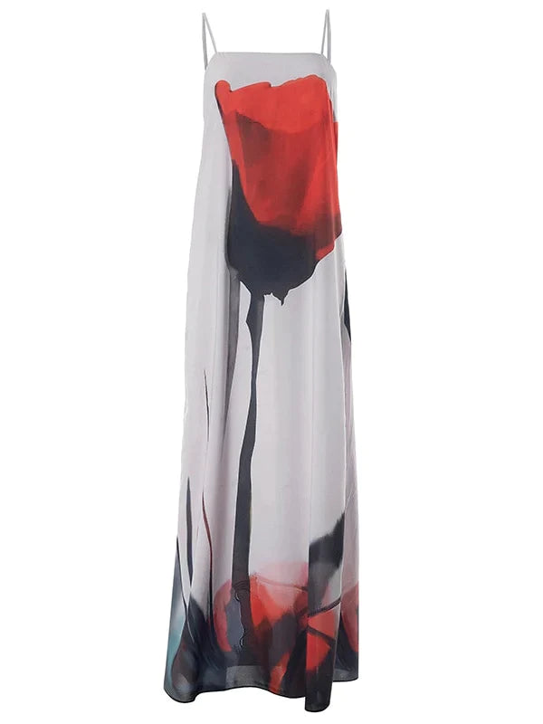 Emery | JURK MET SPAGHETTIBANDJES EN BLOEMENPRINT