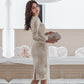 Jaylin | Witte Empire Office Lady Midi-jurk