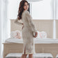 Jaylin | Witte Empire Office Lady Midi-jurk