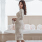 Jaylin | Witte Empire Office Lady Midi-jurk