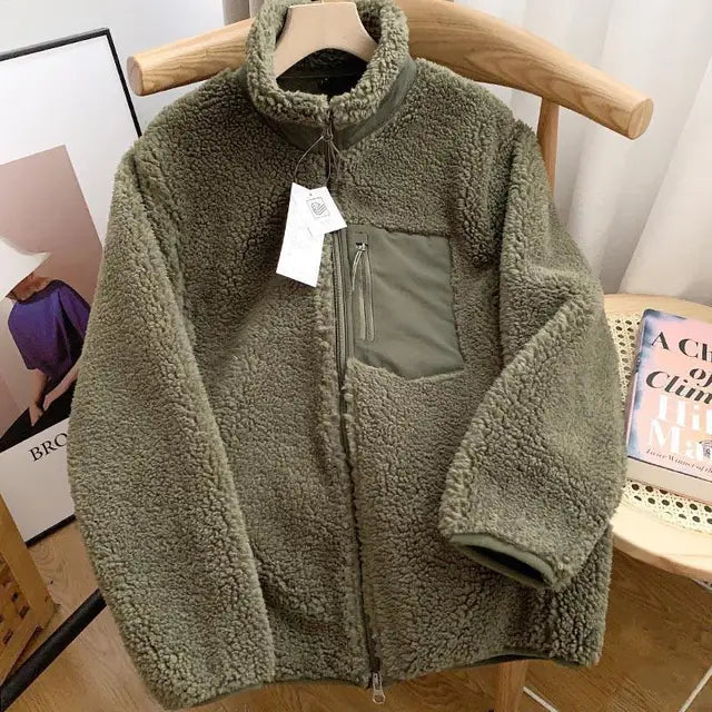 Manteau chaud en laine avec poche