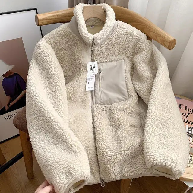 Manteau chaud en laine avec poche