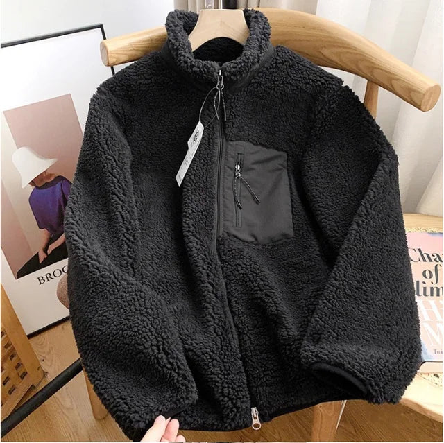 Manteau chaud en laine avec poche