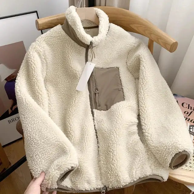 Manteau chaud en laine avec poche