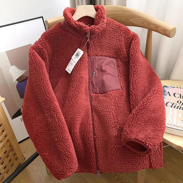 Manteau chaud en laine avec poche