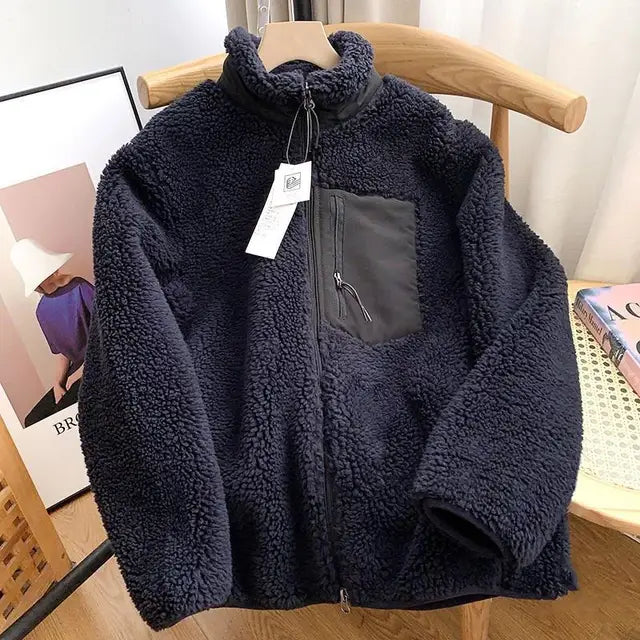 Manteau chaud en laine avec poche