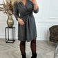 Jurk met effen kleur en gesmoorde taille