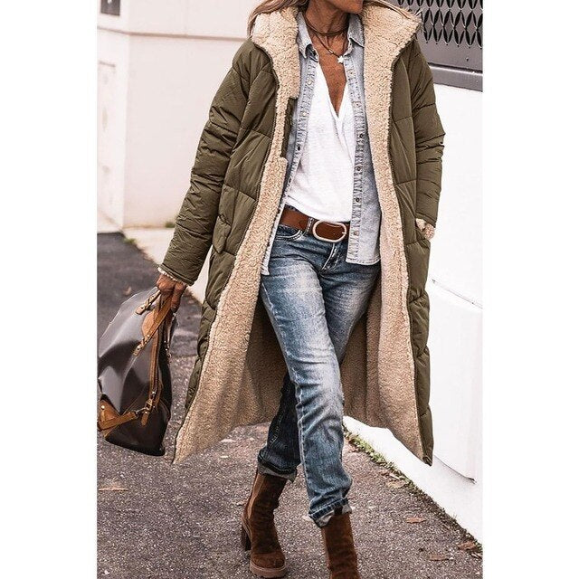 Hazel | Omkeerbare Sherpa Fleece Lange Pufferjassen