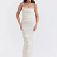 Olivia | DAMES JURK MET MOUWLOZE BANDJES EN VIERKANTE HALS