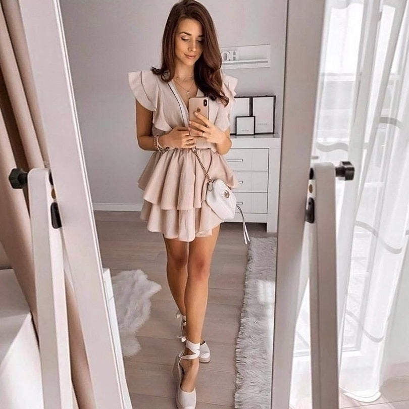 Emmy | Draperie vloeiende mini-jurk