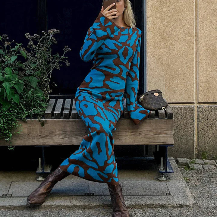 Gabriela | HERFST JACQUARD GEBREIDE JURK