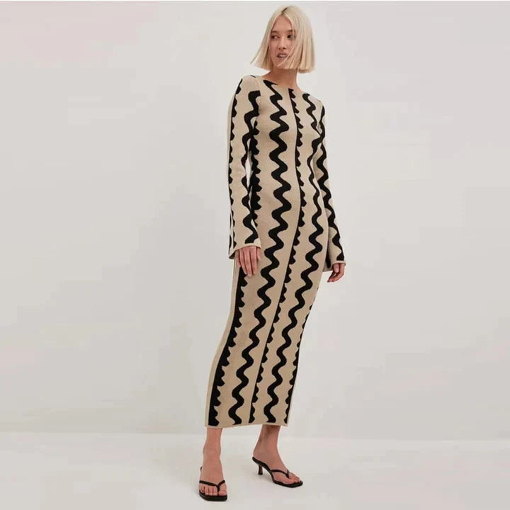 Gabriela | HERFST JACQUARD GEBREIDE JURK