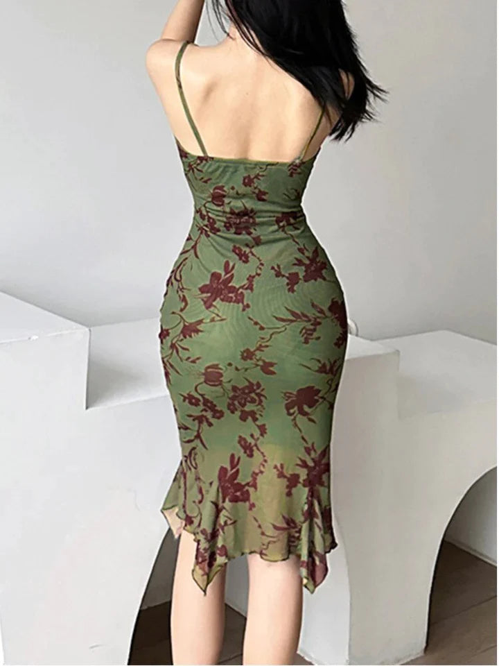 Daisy | DAMES DUBBELLAGIGE MESH KANTEN SLIP MIDI-JURK