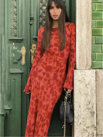Mylie | DAMES JURK VAN CHIFFON MET BLOEMENPRINT EN WIJDE MOUWEN